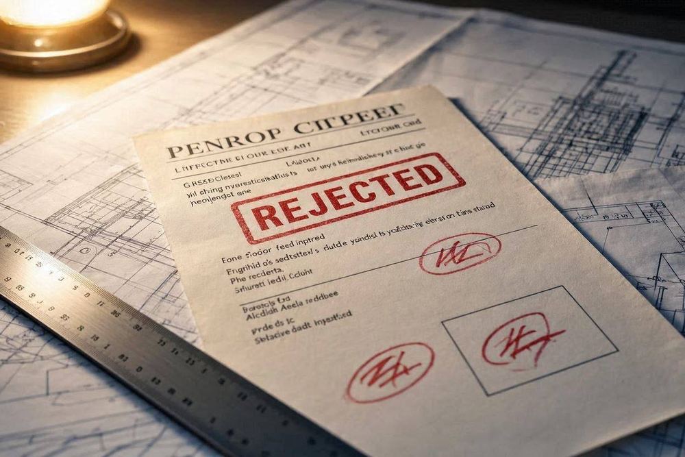 Solar permit blueprint stamped rejected